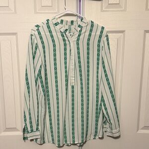 Green and White Striped Shirt